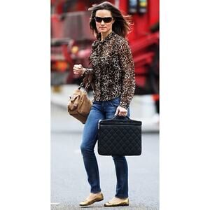 Women's Knomo London Quilted Laptop Bag in Black As Seen on Pippa Middleton